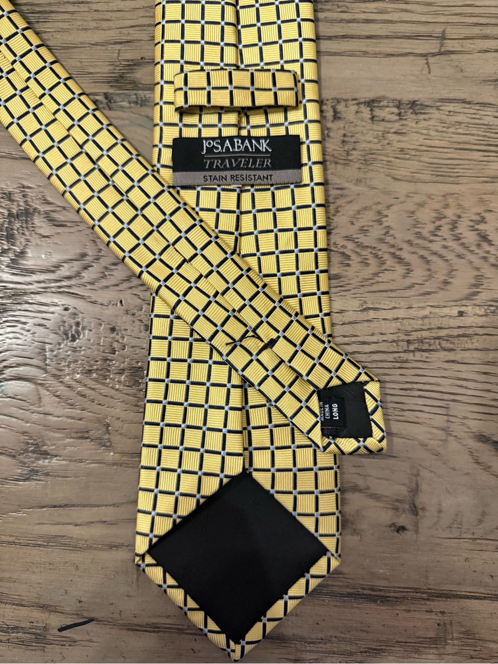 Jos. A. Bank Yellow and Black Windowpane Traveler Tie